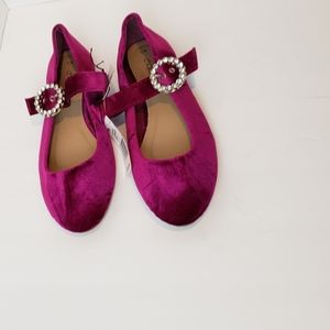 Chatties burgundy velvet flat shoes